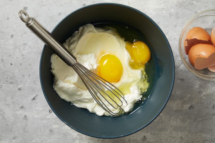 eggs and ricotta cheese in a bowl