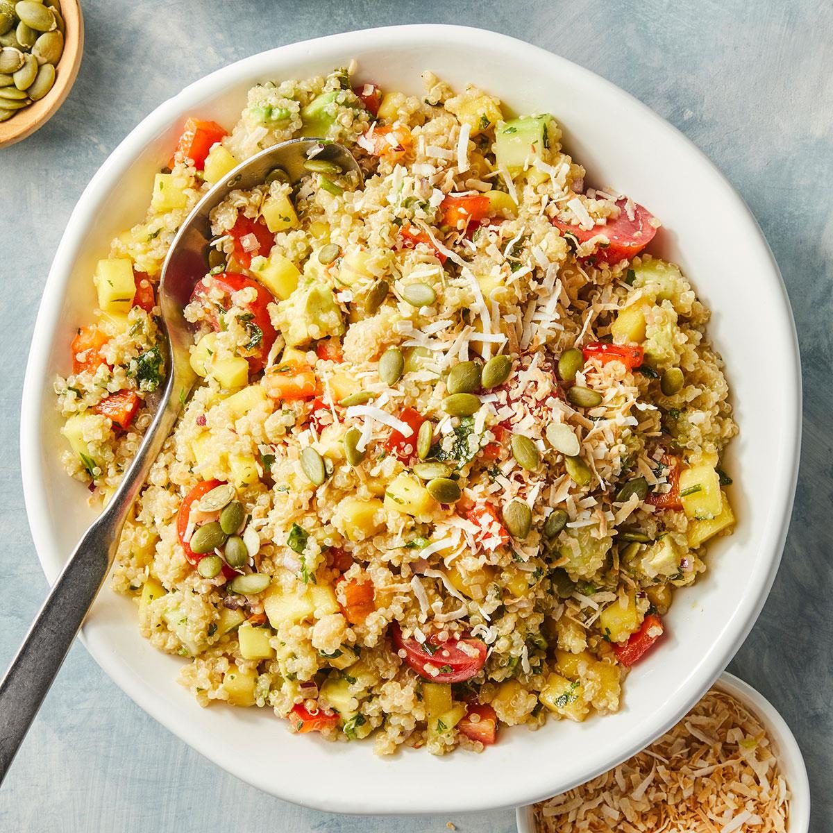 Tropical Veggie Quinoa Bowl with Citrus-Basil Dressing
