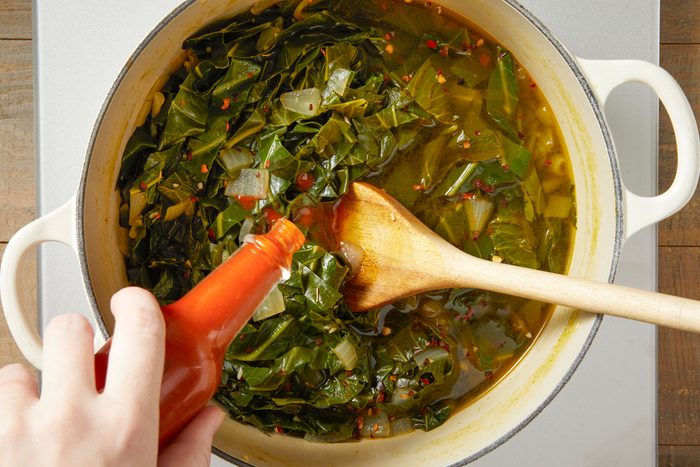 Add to Dutch oven; simmer until tender. Add cider vinegar and hot sauce before serving.