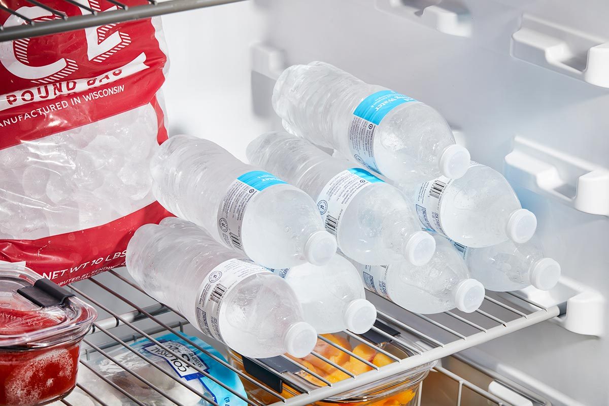Water bottles placed in the freezer for instant cooling