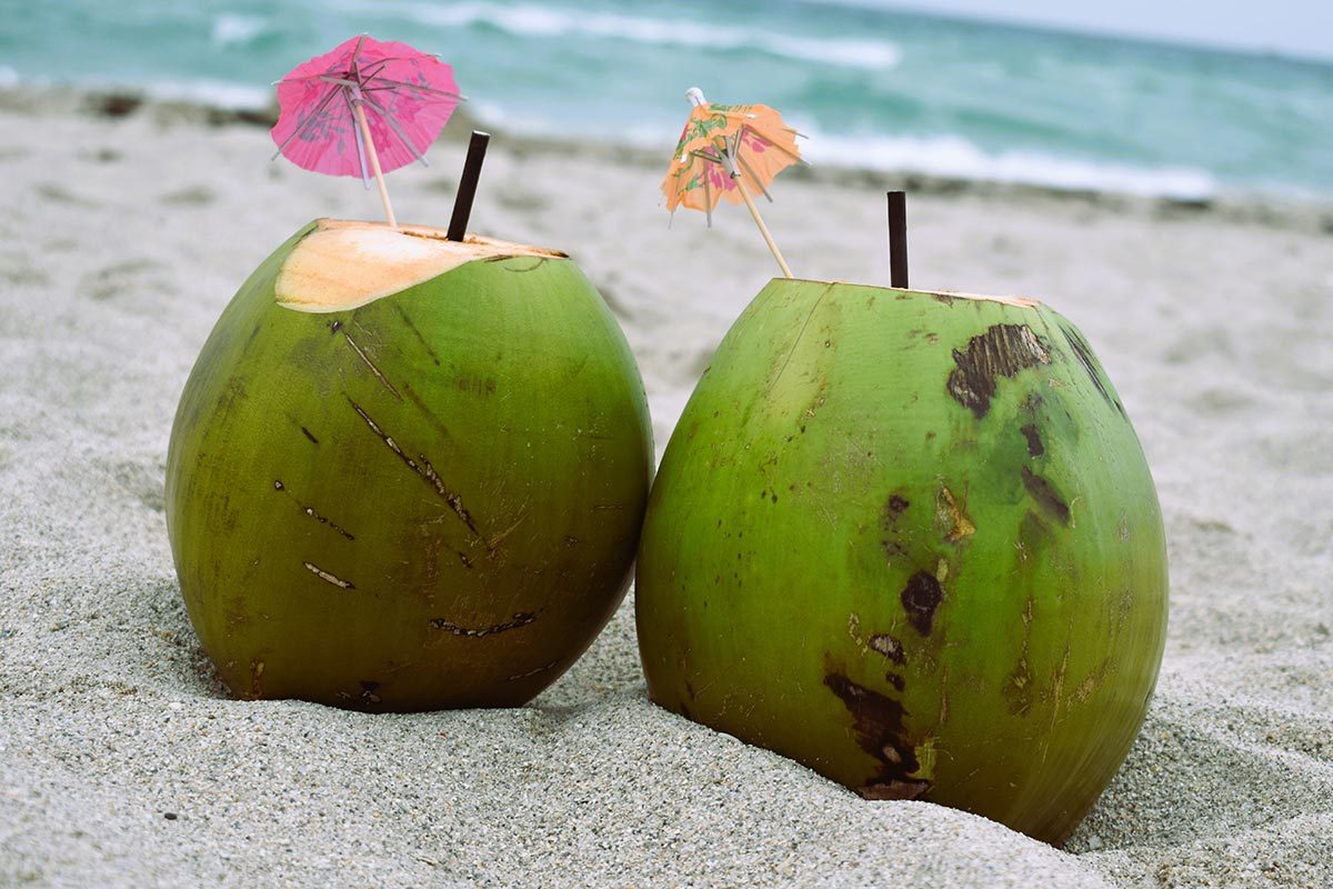 Coconut drinks on the beach