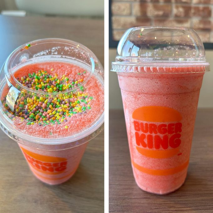Burger King's Strawberry Frozen Drink side by side