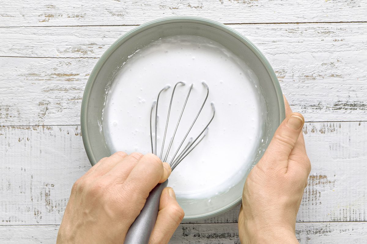 coconut milk and cornstarch whisked together in a small bowl