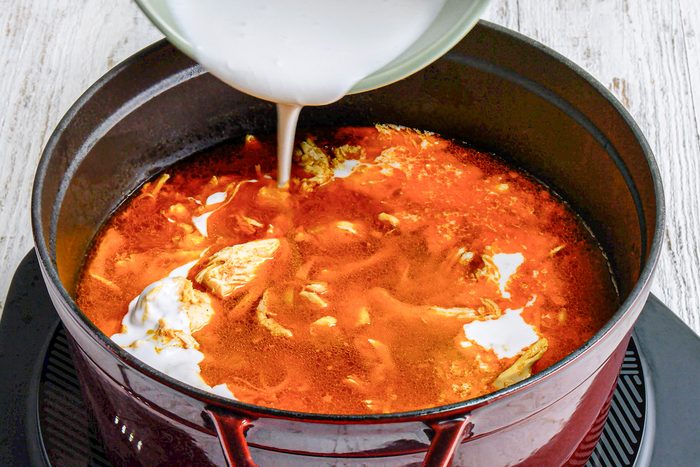 coconut and cornstarch mixture added to cooking juices