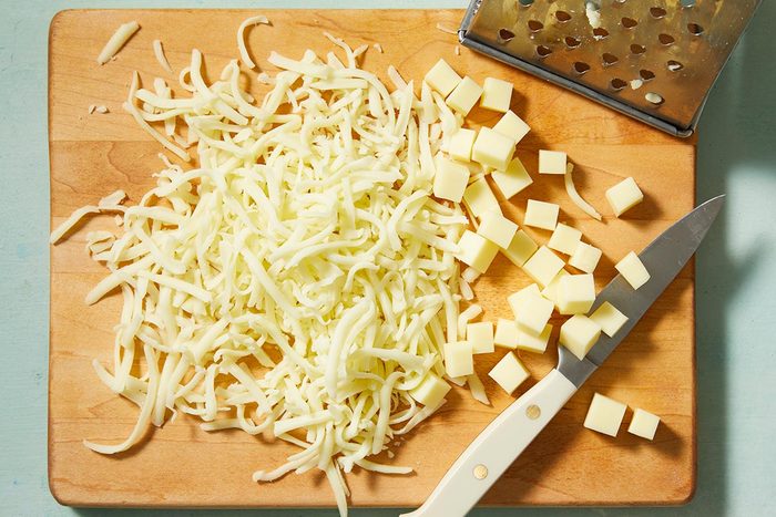 mozzarella into small cubes