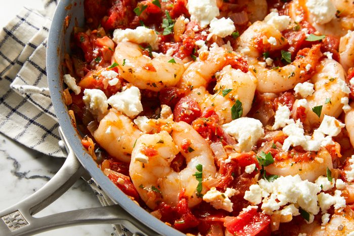close up shot of Feta Shrimp Skillet