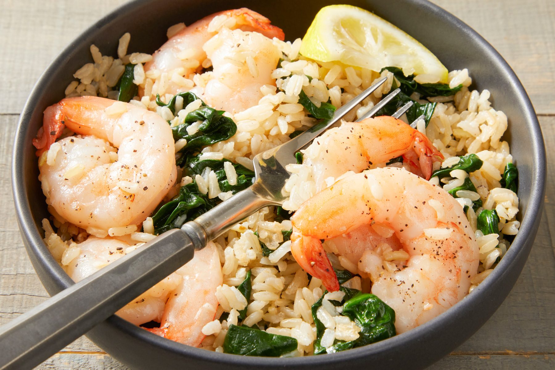 3/4th shot of Garlic Shrimp and Rice