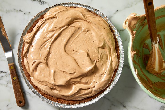 Nutella filling added to pie crust