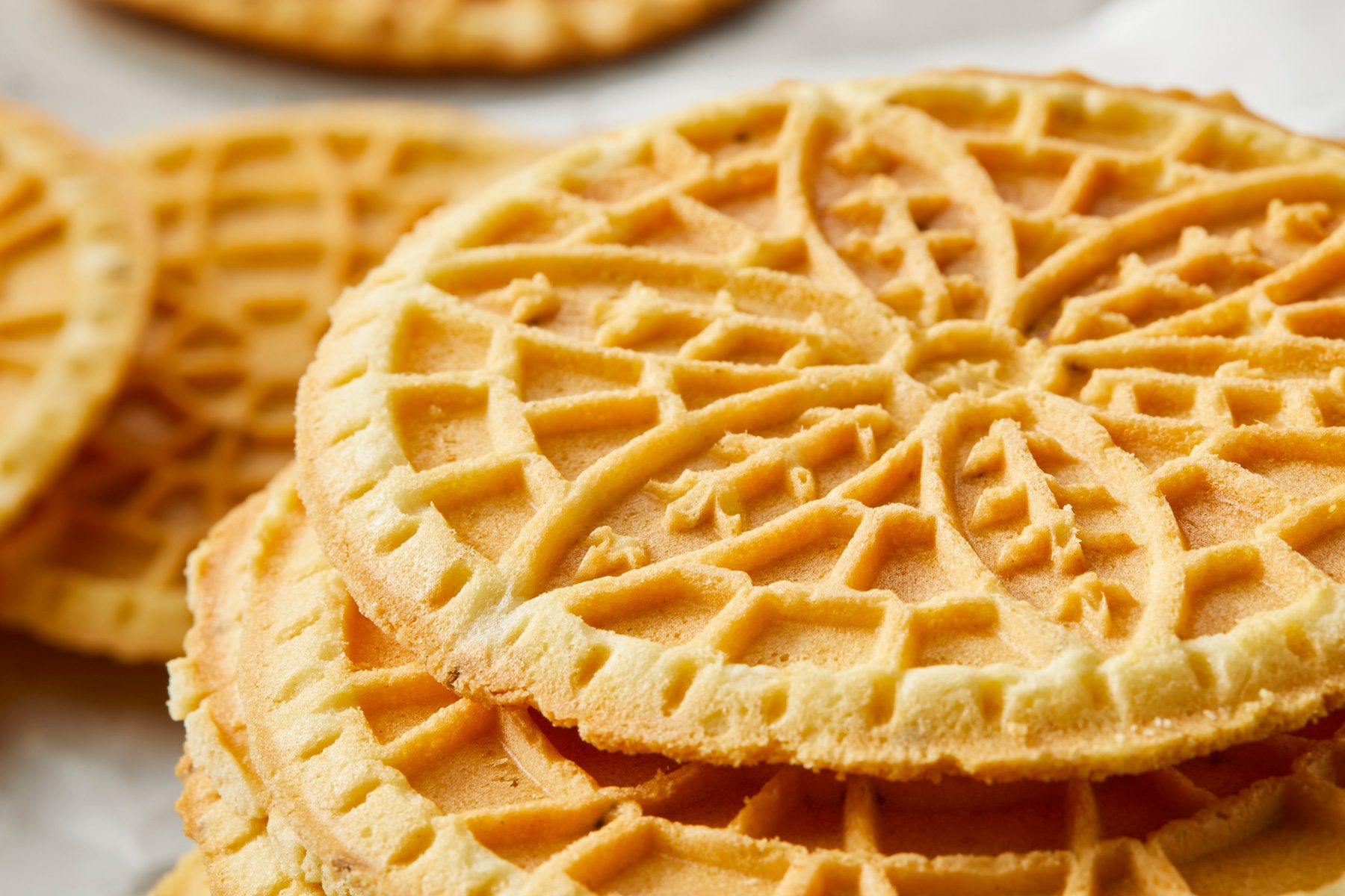 closeup shot of Pizzelle Cookies