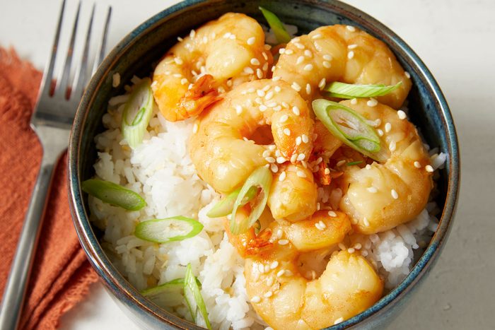 overhead shot of Sesame Shrimp