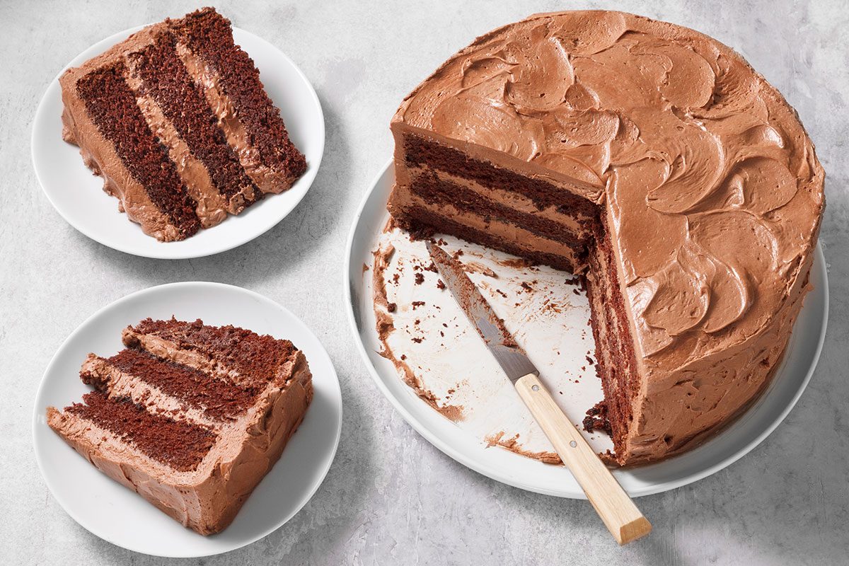 Chocolate cake on atable, ready to serve