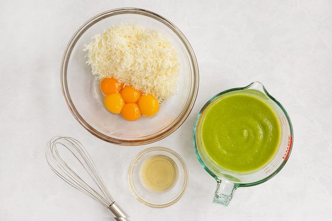 egg yolks, grated Pecorino Romano, salt, pepper and reserved guanciale drippings