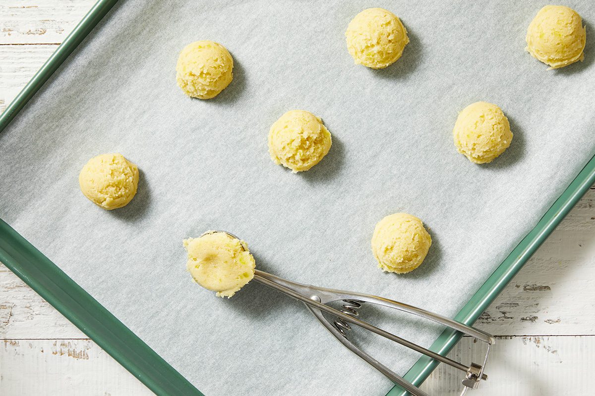 Drop by tablespoonfuls 3 in. apart onto parchment lined or greased baking sheets.