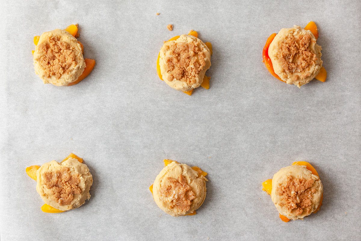 Peach Upside Down Cookies ready to bake