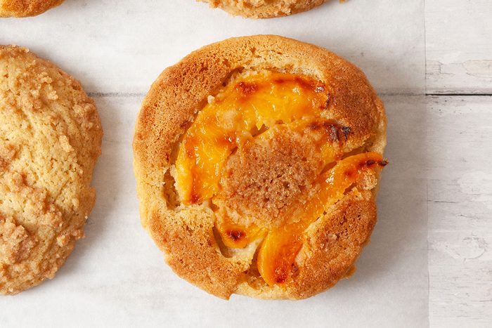Peach Upside Down Cookies on a table, ready to eat