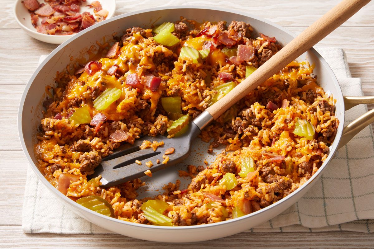 3/4 shot of Bacon Cheeseburger Rice;