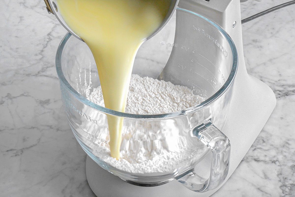 Butter being added in to the all purpose flour