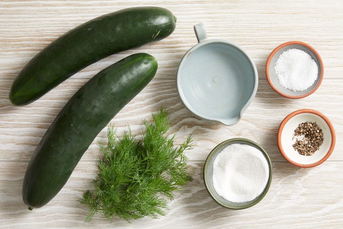 Overhead shot of ingredients on the kitchen counter