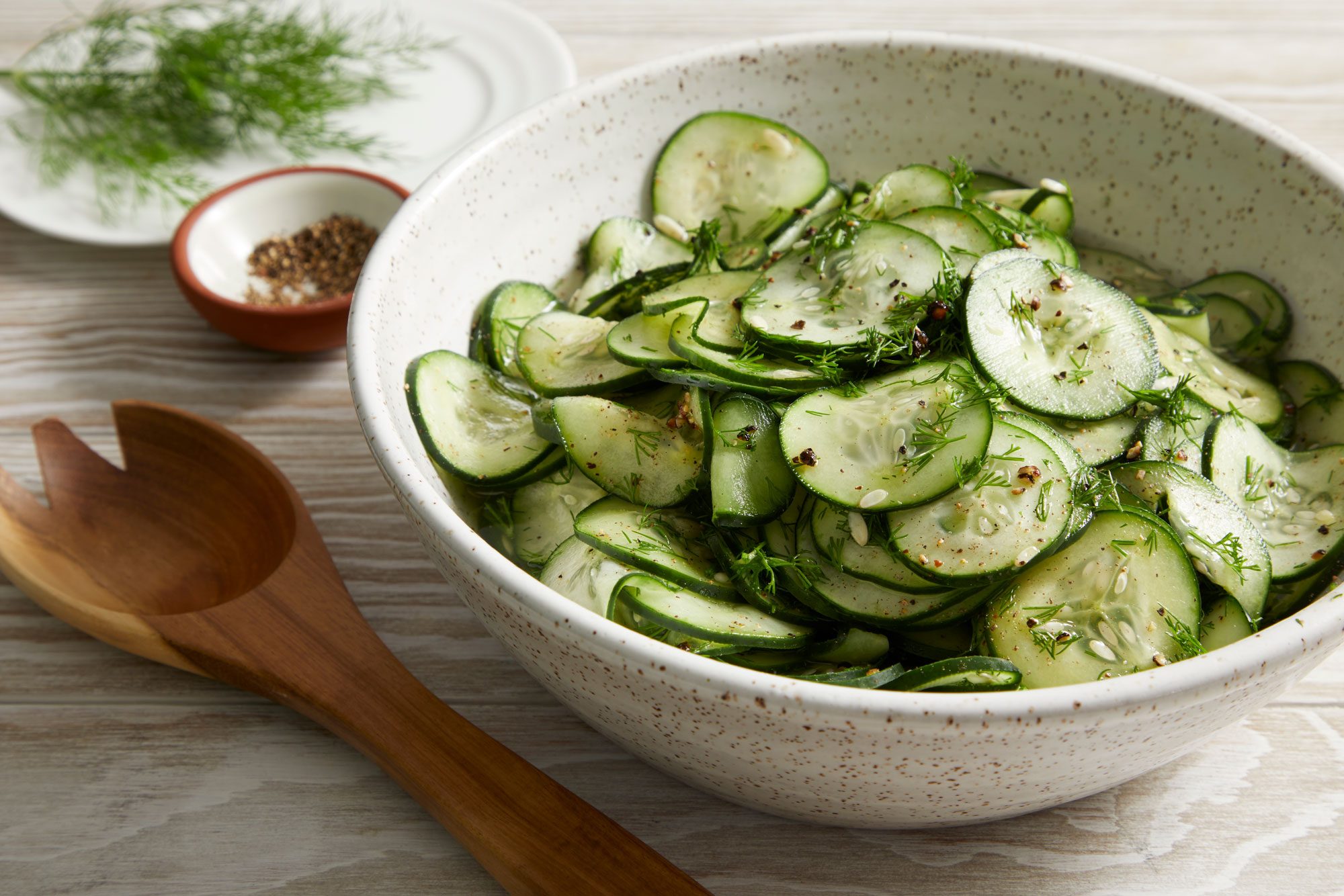 3/4 shot of Cucumbers with Dill