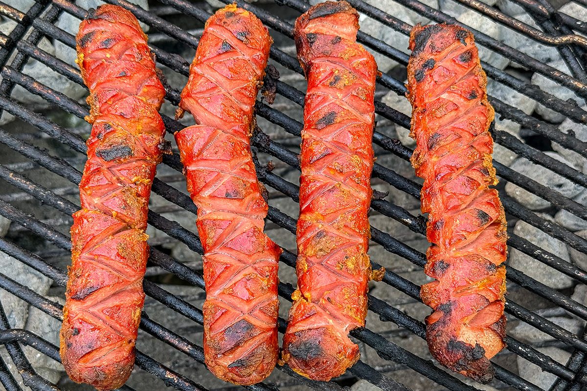 Hot Dog Burnt Ends on a Grill
