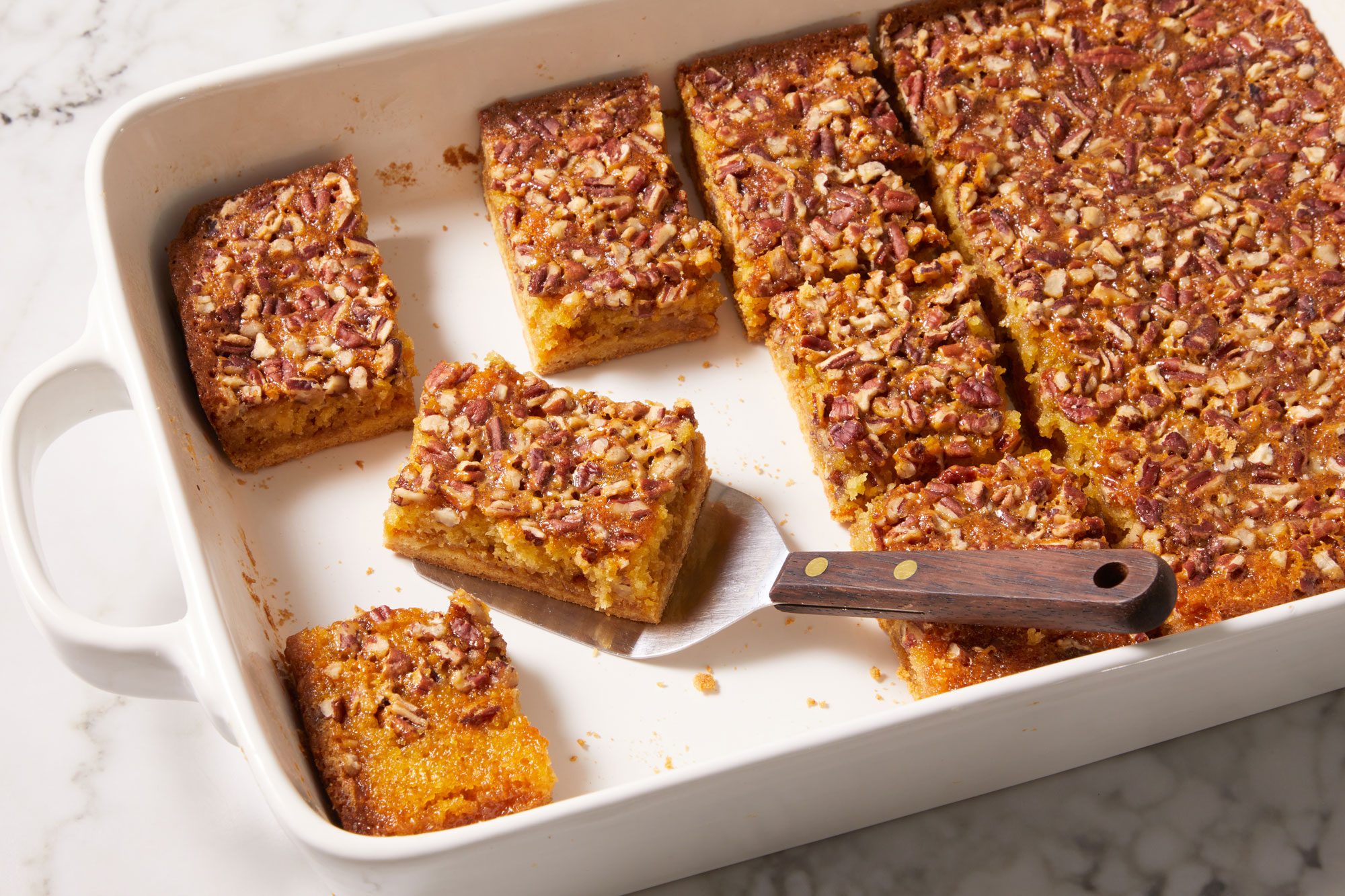 3/4 shot of Easy Pecan Pie Bars