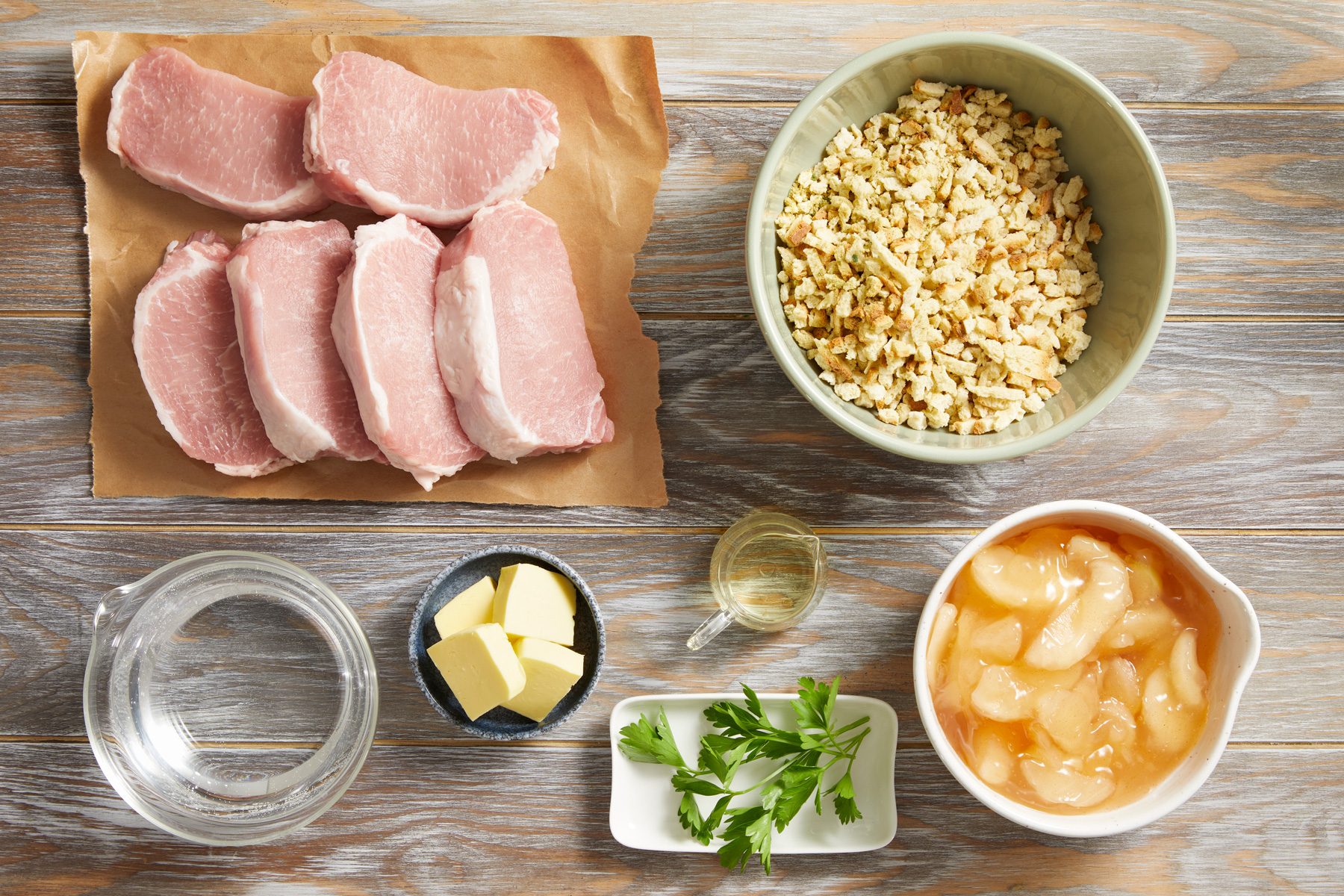 Overhead shot of ingredients on the kitchen counter