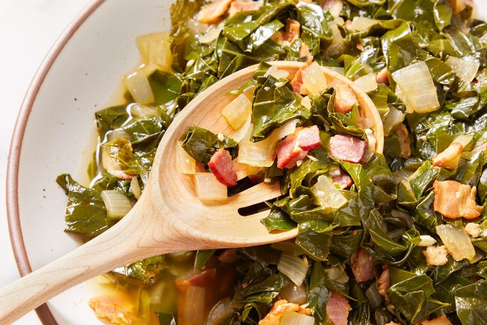 Close up shot of Instant Pot Collard Greens
