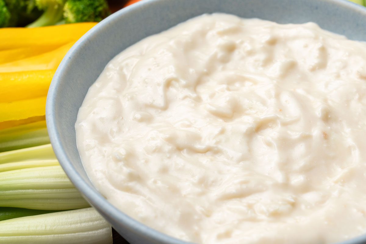 Close up shot of Mozzarella Dip;