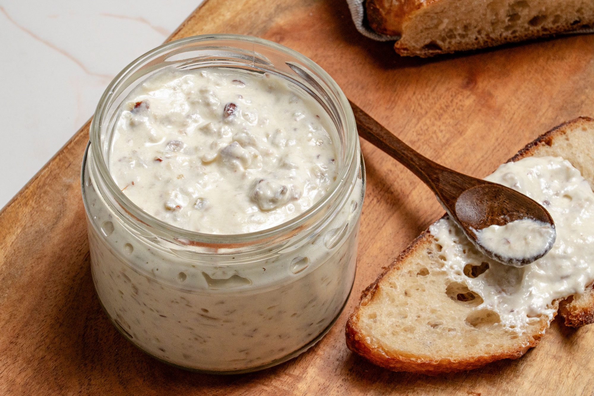 3/4 shot of Olive Sandwich Spread