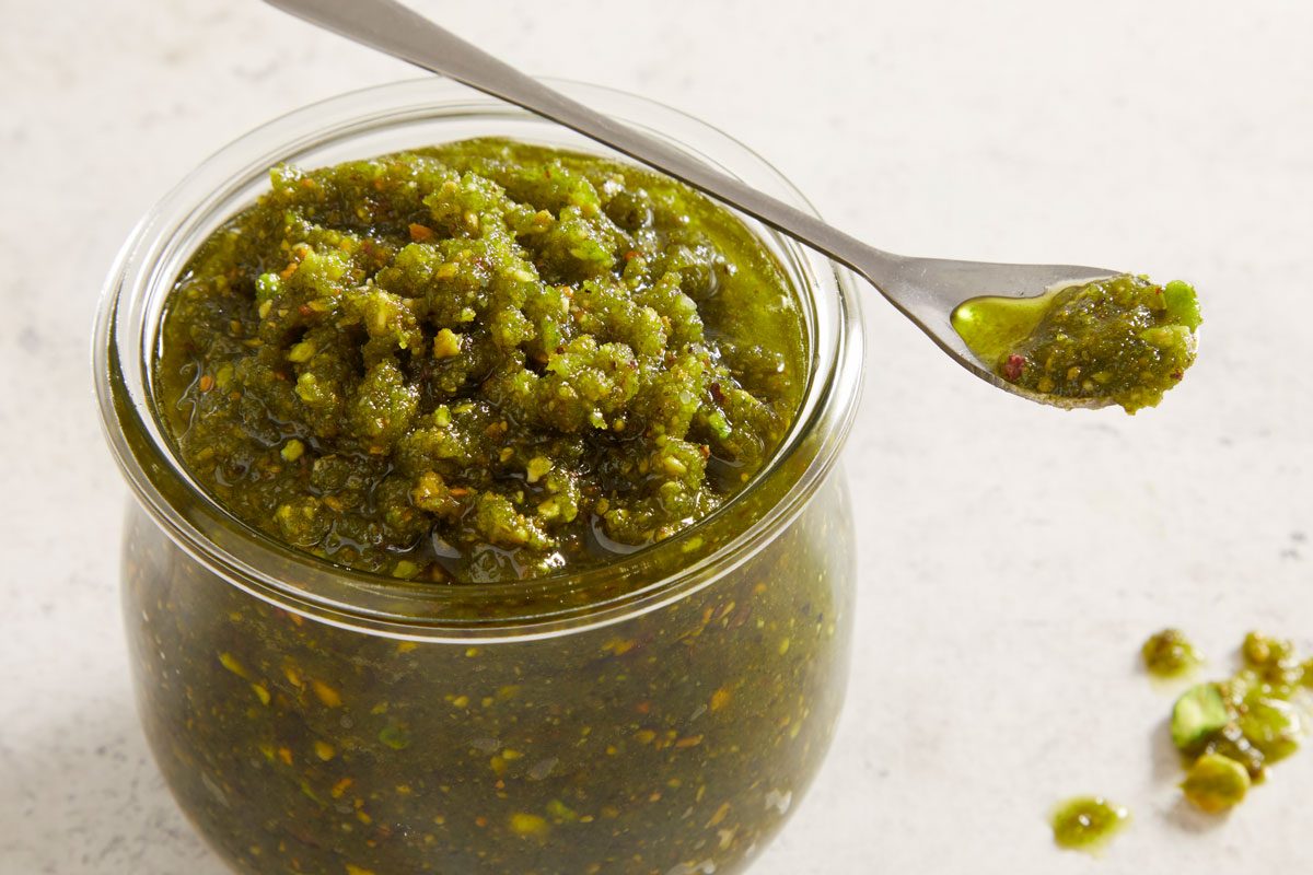 3/4 shot of Pistachio Pesto;