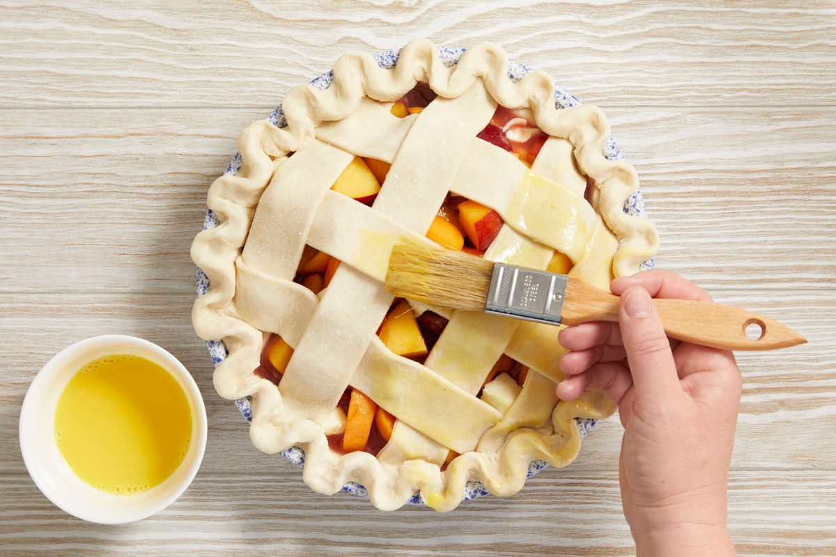 brush eggs over lattice top.
