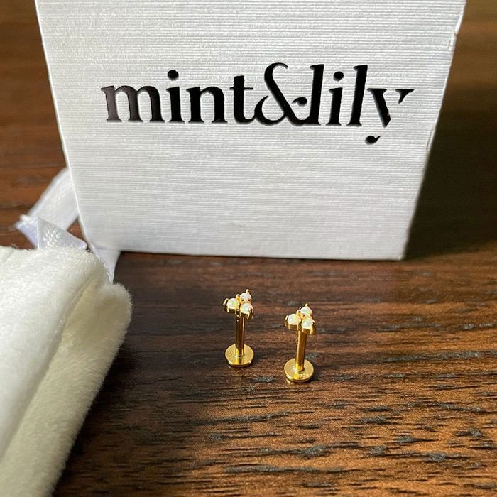 Opal Trio Sleeper Earrings