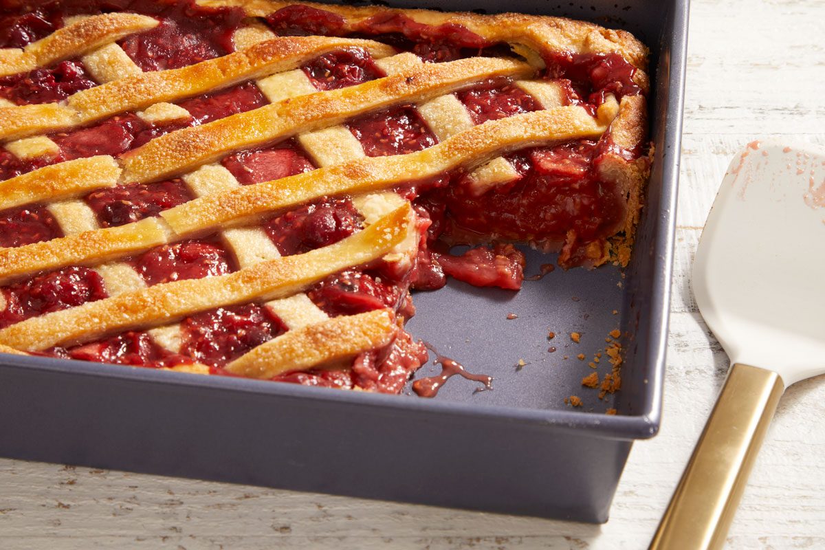 3/4 shot of Apple Cranberry Slab Pie