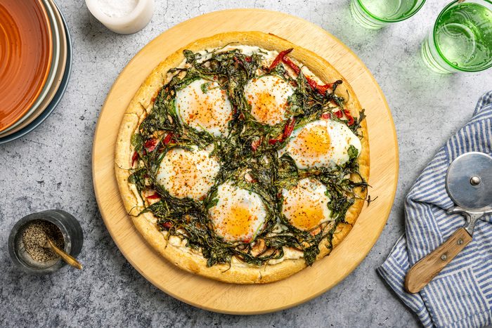 Arugula And Mushroom Breakfast Pizza