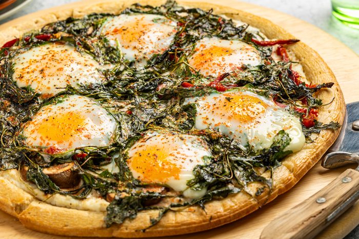 Arugula And Mushroom Breakfast Pizza