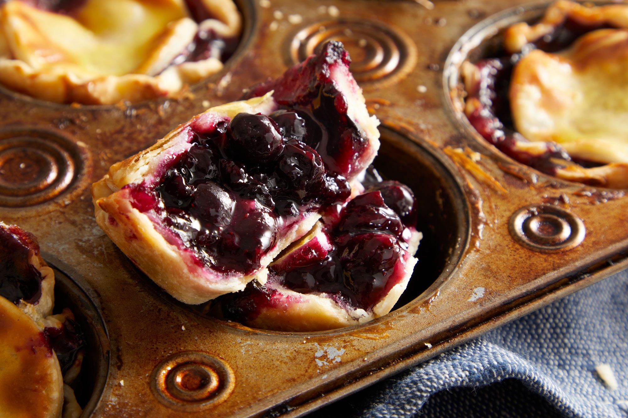 Close up shot of Mini Blueberry Tarts