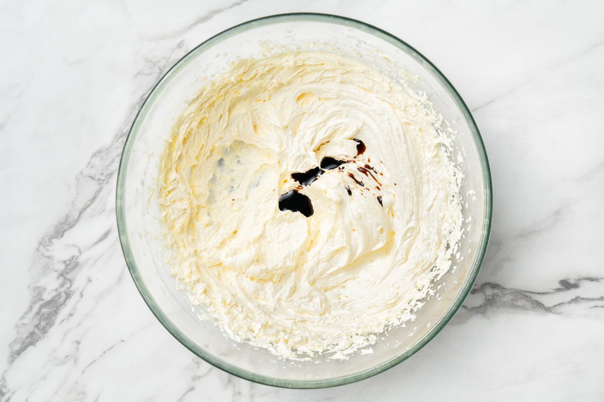 vanilla added to butter and sugar mixture