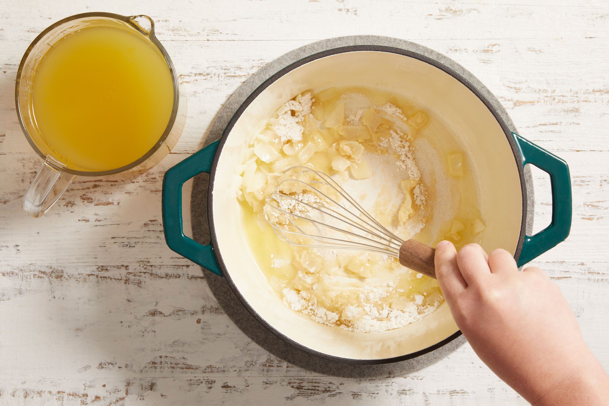 Stir in flour until blended.