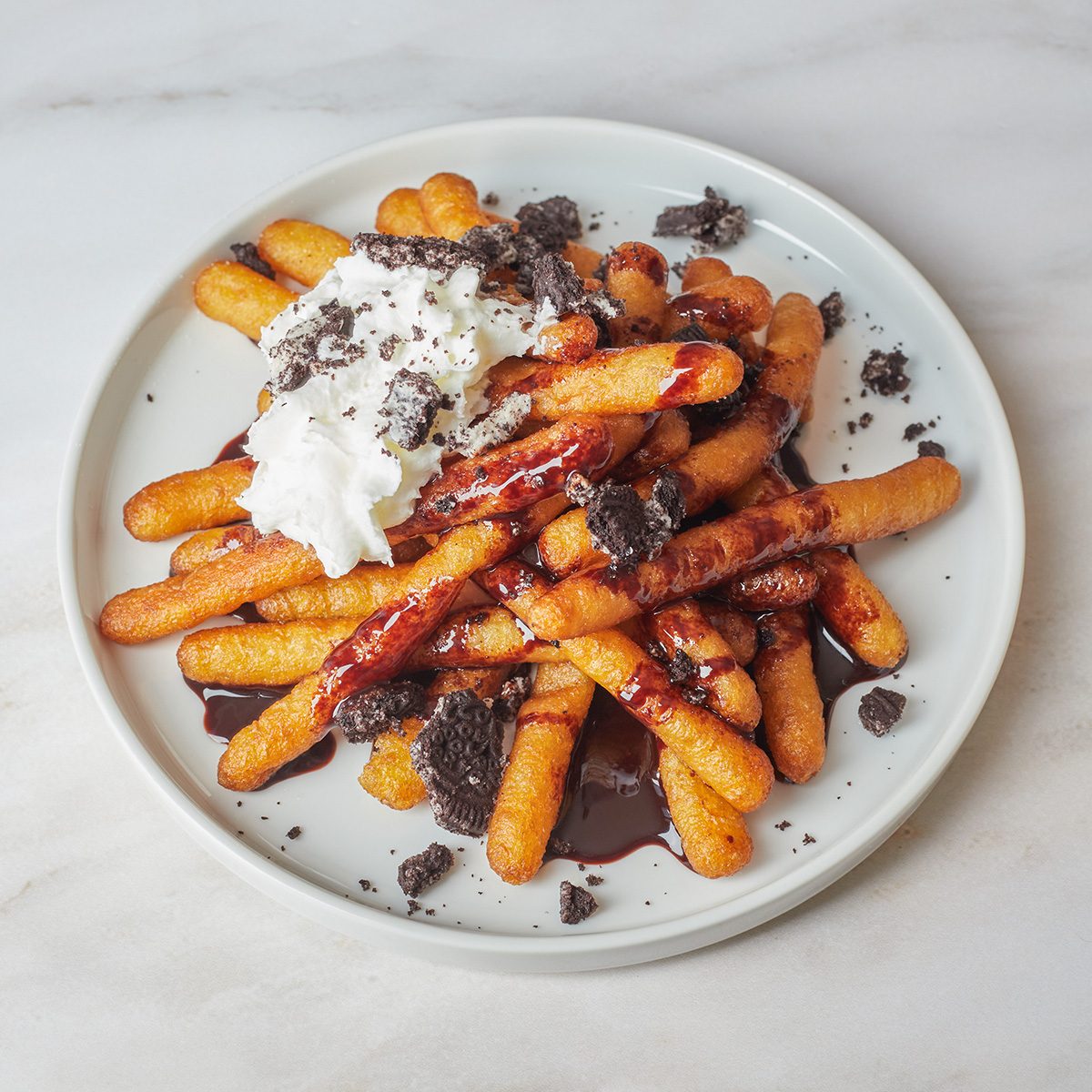 Chocolate Oreo Funnel Cake Fries