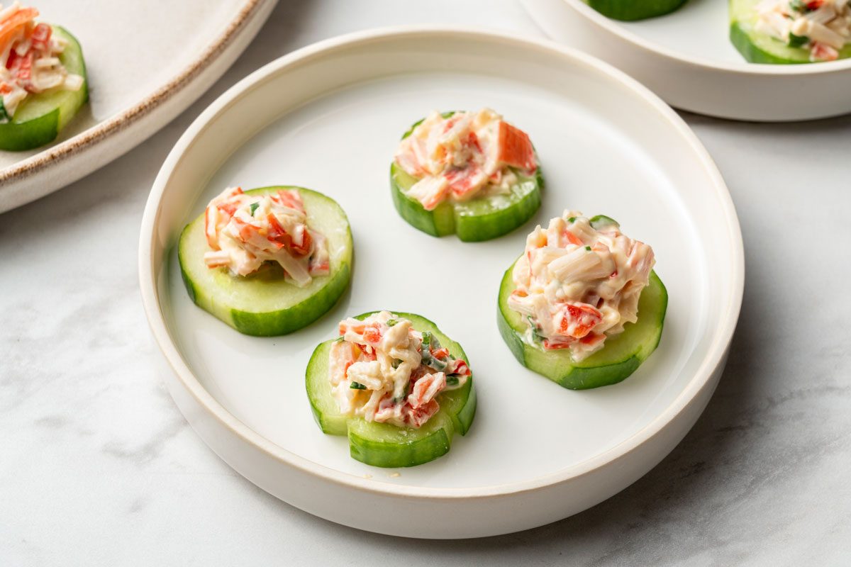 3/4 shot of Crab Cucumber Bites