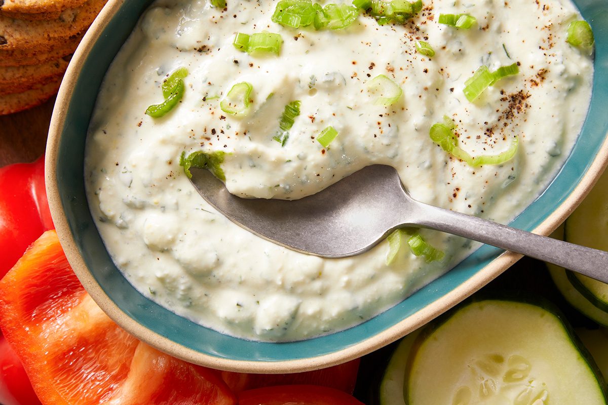 Close up shot of Parmesan Yogurt Dip
