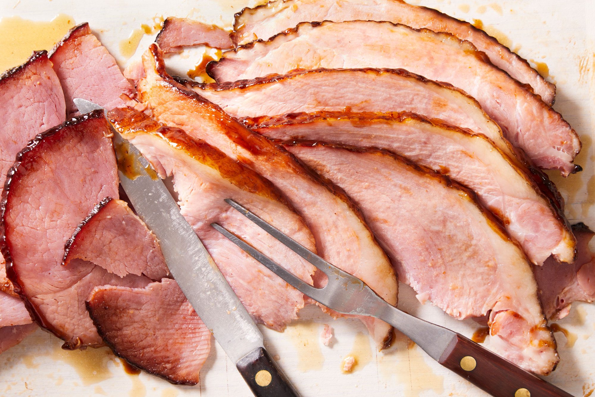 Close up shot of Root Beer Glazed Ham
