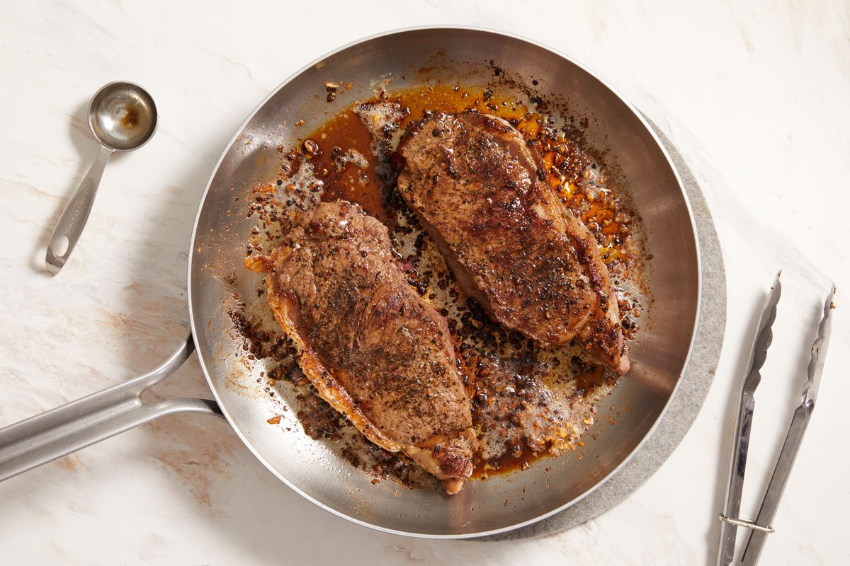 Turning steaks once. Add Worcestershire sauce; cook