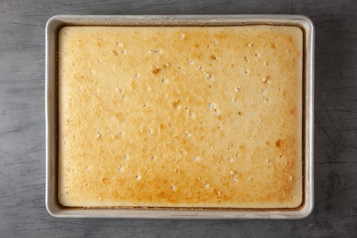 Baked cake in a large sheet pan