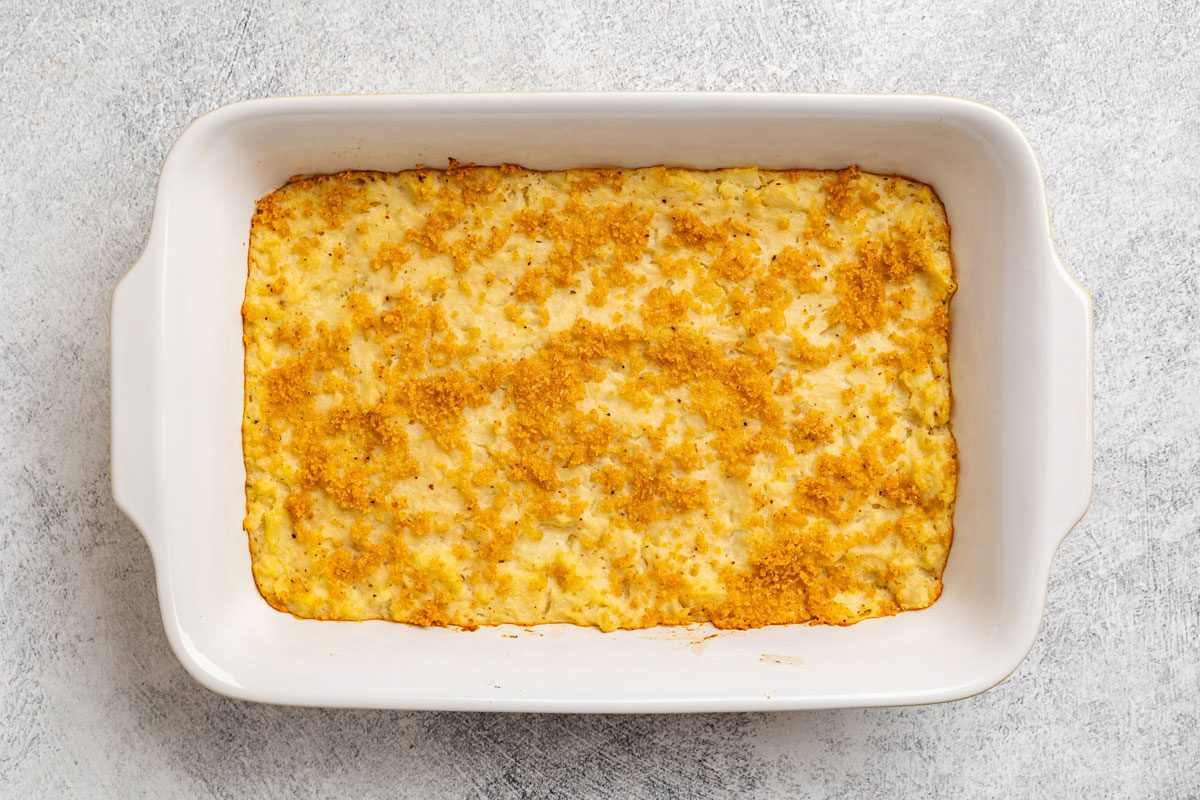 turnip mixture in a 3-cup baking dish