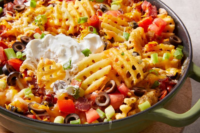 Close Up Shot Of Waffle Fry Nachos