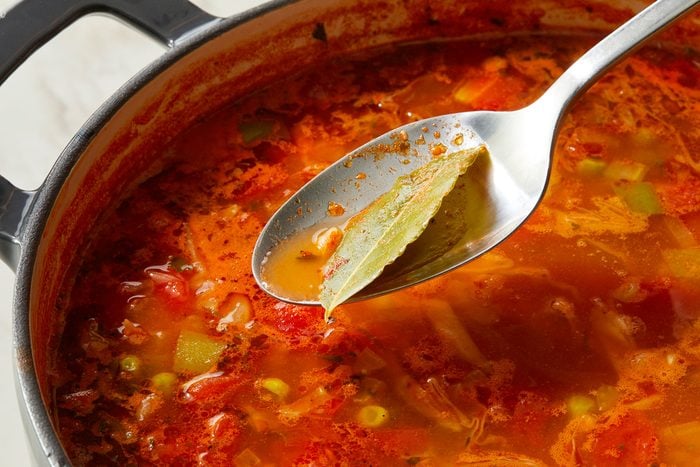 removing bay leaf from soup