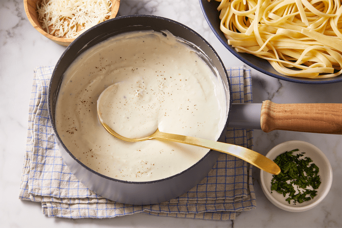 Garlic Cream Sauce in a pan
