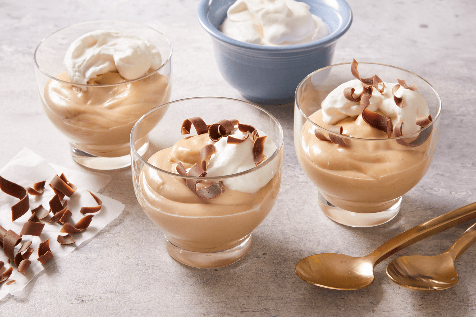 Peanut Butter Pudding in dishes