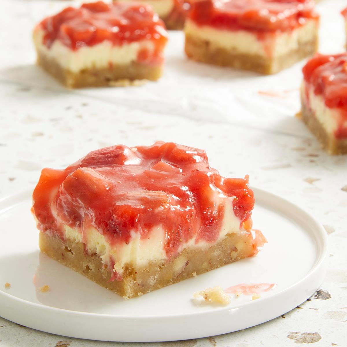 Strawberry Rhubarb Cheesecake Bars